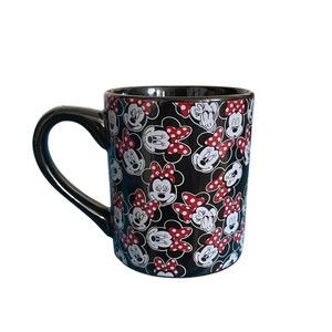 Disney Minnie Mouse All Over Print Red Black Different Moods Ceramic Coffee Mug